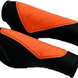ShreNik Bicycle Handlebar Grip Set Soft Rubber Non Toxic Anti-Slip Standard Size Colored Cycle Handle Grip Length 12.5 cm (Unique Design(Orange))-picture-14