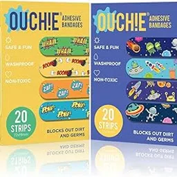 Aya Papaya Ouchie Non-Toxic Printed Bandages Double Combo (40 Pack) - Yellow & Space Blue-picture-18