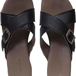 deeanne london Women's Silver Pure Leather Metallic Cross Strap Wedge Sandals with Buckle-picture-17