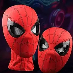 Premium Spider Hero Mask - Movable Mechanical Eye, Realistic Superhero Full Mask - Cosplay, Movie Props for Men & Children - Red-image-0