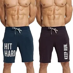 south city Southcity Black, Grey, Blue Men's Cotton Regular Shorts -Graphics Printed- Pack of 2-picture-30