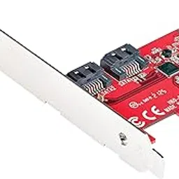 StarTech.com SATA PCIe Card - 2 Port PCIe SATA Expansion Card - 6Gbps - Full/Low Profile - PCI Express to SATA Adapter/Controller - ASM1061 Non-Raid - PCIe to SATA Converter (2P6G-PCIE-SATA-CARD)-image-1