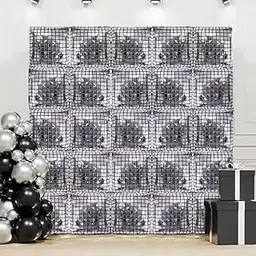 Atpta Funky Disco Theme Foil Balloon Wall Backdrop | 25Pcs 1x1 Ft Square Balloons for Retro Party, 70’s Night, Bollywood Glam, New Year, Milestone Birthday, Wedding, Event Decoration-picture-28