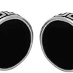 t trendy mart Stud Earrings for Men, Black and Silver, Cubic Zirconia, Copper and Brass-picture-38