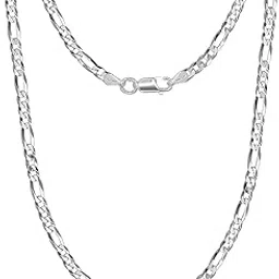 lecalla 925 Sterling Silver 4mm Figaro Chain Necklace | BIS Hallmarked Sterling Silver Diamond Cut Solid Figaro Link Chain Necklace for Teen and Women 16,18,20,22,24,26 Inches-picture-45