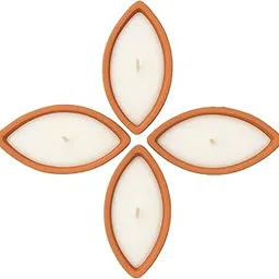 RDK Handcrafted Terracotta Boat-Shaped Candle Set with Wax – Elegant Floral Design Diya for Home Décor, Festive Lighting, Meditation & Gifting – Eco-Friendly Traditional Decorative Candles (White)-picture-53