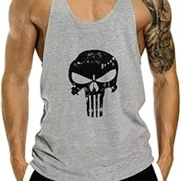 the blazze 0015 Men's Skull Print Stringer Y Back Bodybuilding Gym Tank Tops Workout Fitness Vest-picture-11
