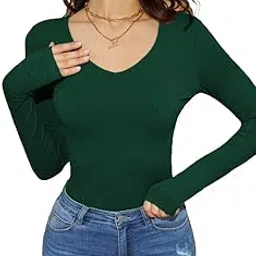 V Wear Trendy Women’s V Neck Full Sleeve Top Ribbed V-Neck Long Sleeve Knitted Bodycon Top for Women and Girls-picture-24