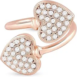zaveri pearls Rose Gold Cubic Zirconia Hearts Contemporary Adjustable Ring For Women-ZPFK10710-picture-51