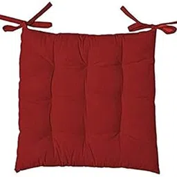 Padam Shree Cotton Decorative Damask Fabric Chairpad/Back Support/Seat Cushion with Ties and Handmade Quilting (Maroon, Medium - 15X15' Inch) Pack of 2-picture-21