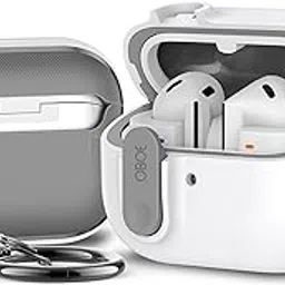 Oboe Aegis Case 'Compatible with' Samsung Galaxy Buds 3 & 3 Pro (2024) Case with Secure Lock Clip & Keyring (White) [Buds & ChargingCase NOT Included]-picture-14