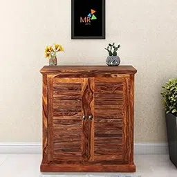 MR Arts Solid Sheesham Wood Shoe Cabinet for Home | Wooden Shoes Rack with 2 Door Cabinet Storage | Shoe Organizer | Shoe Stand for Entryway | Rosewood, Honey Finish-picture-30