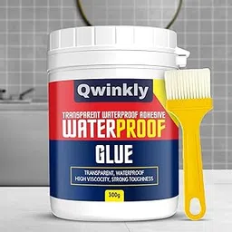 1 Pack_ Waterproof Transparent Adhesive Glue, 300gm, EXTRA with Brush FREE, Transparent GLUE Resin Epoxy for Roof Leakage, Crack Seal,Waterproofing for Pipe, Wall,Tiles,Water pot(Transparent_300ML)-picture-51