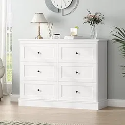 6-Drawer Chest of Drawers - Versatile Storage Cabinet for Bedroom, Living Room, Study, Hallway & TV Unit, 42"x16"x35" Inch (White)-picture-27