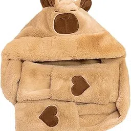 enakshi (label) Hoodie Hat Scarf Gloves Set Comfortable Cute Warm Winter Hat for Women Girls Light Brown|Clothing Shoes & Accessories | Kids Clothing Shoes & Accs | Girls Accessories | Hats-picture-21