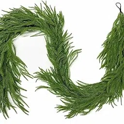 VRB DecTM 2 Pcs 6 Ft/Feet Green Pine Christmas Tinsel Christmas Garlands Ribbon for New Year Xmas Tree Decoration/Decorations Ornaments Tree Garland. (Pine Garland 2pcs)-image-23