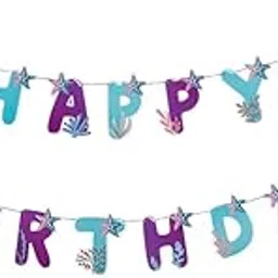 Partymane Mermaid Birthday Banner, Sea fish Theme Party Decorations for Kids' Birthday 1 Pcs-picture-19