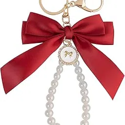 Keychains Aesthetic, Cute Keychain with Large Pearl Bow, Bag Charms for Handbags, Stylish Accessory for Girls and Women, Key Chain for Bike, Car Keys, and Backpacks-image-8