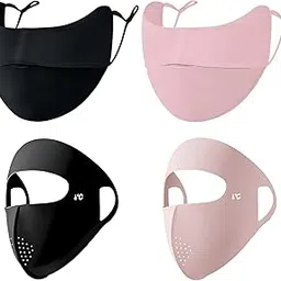 aeenioy 4 PCS Face Cover for Women, Full Face Mask for Bikers, UV Protection Ice Silk Face Mask, Black and Pink, for Cycling, Running, Outdoor Activities-picture-19