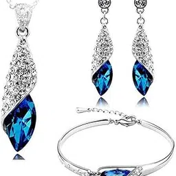 Italian Designer Non Precious Metal Jewellery Set for Women (Blue) (rrsdcmb208)-image-19