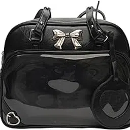 saz dekor Ita Bag PU Leather Women Backpack for Anime Dolls Display Shopping Halloween Black-picture-46