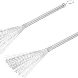 MECCANIXITY Retractable Drum Sticks Brushes Drumsticks Brush Aluminium for Jazz Acoustic Rock Band Music Lover Percussion 1 Pair Silver-image-24