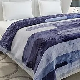 Monte Carlo Dubble Bed Winter Blanket Gala Glow 3 Ply 290 GSM, (240x220 CM), Blue-picture-15