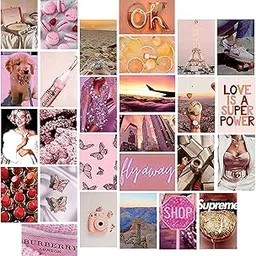 a baby cherry Paper 27 Pieces Peel-N-Stick-Wall Collage Kit | Aesthetic Room Decor Items | Wall Posters Aesthetic | Girl Room Decor Items for Bedroom (4 X 6 Inches) (Dusty Pink), self-adhesive-image-40