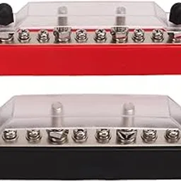 1 Pair 48V 150A 10 Terminal Bus Bar with 20 Terminals Power Distribution Terminal Block Connector for Car RV (Stud M6x4/ Screw M4x6)-image-18