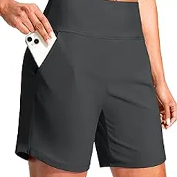 g gradual Women's 7" Quick Dry Swim Board Shorts Swimming Bottoms High Waisted Beach Shorts for Women with Liner Pockets image 1