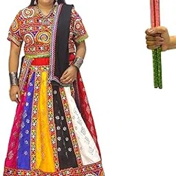natkhat dress Ghaghra Choli Multicolour for Garba, Ethnic Gujarati Style Cotton Rayon Long Skirt Lehenga-picture-19