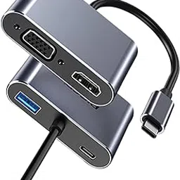 1Goal USB C to HDMI VGA Adapter for Dual Monitor, 4 in 1 USB C Hub with 4K HDMI, 1080P VGA, USB 3.0 5Gbps, 100W PD, Laptop Docking Station Compatible for MacBook Air/Pro, Dell XPS, Surface, iMac More-image-89