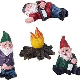 Lucky Garden Gnomes Miniature Home Decor Statue for Good Luck Figurines Outdoor Indoor Yard Lawn Porch Ornament Men Special Unique Gift Idea Multicolour (4 PCS)-image-23
