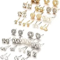 shining diva fashion Latest pairs Earrings Combo Set Crystal Pearl Stud Earrings for Women-picture-37