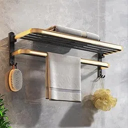 Bathroom Accessories Set - 24 Inch MIORAH Towel Rod Towel Rack Clothes Hanger and Towel Holder - Rust-Resistant Bathroom Fittings for Home Gold Pack of 1-picture-29