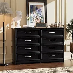 Goldview Furniture Modern Black -Drawer Dresser – Chest of Drawers with Sleek Metal Handles – Spacious Bedroom Storage Cabinet Contemporary Dresser for Home-image-2