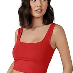 istyle can Women's & Girls' Solid Ribbed Square Neck Slim Fit Crop Tank Tops | Solid, Square Neck, Sleeveless, Crop Top, Gym Top | Top for Women-picture-20