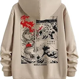 Benny Brooks Men Cream Color Hooded Neck Hoodie-Anime Hoodie-picture-27