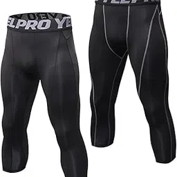 homgeel Men’s Leggings Fitness Pants 2 Pairs Pack Quick Dry Workout Sports Tight Trousers Base Layer Basketball Training-picture-20
