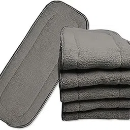 Salma's Tinytots Soft, Washable, Reusable, Wet free Baby Bamboo Charcoal Inserts for Cloth Diapers - 5 Layered - Set of 6-image-66
