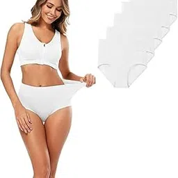 Women's Cotton PN-053 Fitted Bikini Style Underwear | Women Thong High Waist Panty | Low Rise Sexy Solid Hipster Lingerie high Waist Panties | 100% Super Cotton Combo(White)(Pack of 5).-picture-35