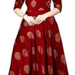 silver organisation Women Casual Printed Rayon Gown Dress-picture-13