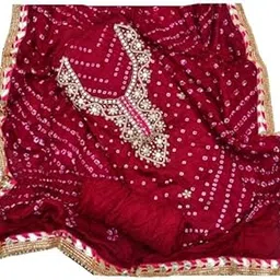 pk hub Women's Art Silk Bandhani Dress Material – Unstitched Salwar Suit with Gota Patti Work – Traditional Ethnic Wear for Women & Girls-picture-20