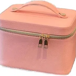Mokshith Makeup Travel Train Case with Mirrored LED Light, Adjustable Brightness, Cosmetic Bag, Waterproof, Makeup Brushes, Jewelry, for Women (Pink, Small Size:19 * 13.5 * 13.5 cm)-image-8