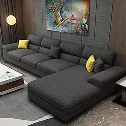 EverCozy Italino 5 Seater Luxurious L Shape Fabric Sofa Set (Right Side Lounger, Dark Grey) | 5 to 6 Person Wooden Corner Sofa Couch for Living Room Bedroom Home Hall Furniture | 1 Year Warranty-picture-19