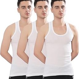 dollar bigboss Men's White Pack of 3 Solid Cotton Regular Vest-picture-27