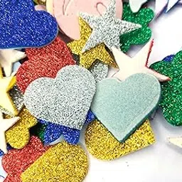 ARETOR Multicolor Self Adhesive Easy to Peel Off Glitter EVA Foam Sheets Size 3 cm Pack of 60-picture-38