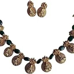 Kerala Bygone Fashion Gowri Necklace – South Indian Temple Jewellery Style Goddess Coin Pendant with Red Beads for Women, Bridal & causal wear-image-35