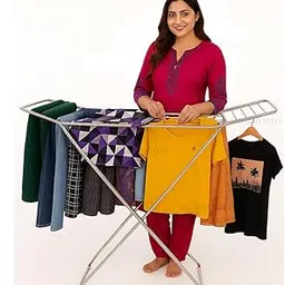 MCLORD® Stainless Steel Cloth Drying Stand - 3 Way Folding, Portable Light Weight Stand | Long Lengtg Drying Cloth Rack. (2)-picture-32