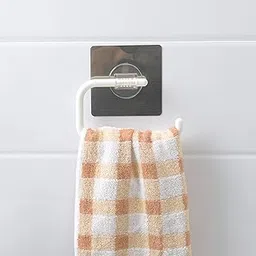 Zollyss Magic Sticker Series Self-Adhesive Plastic Napkin Toilet Paper Holder, Towel Ring Open Half, Towel Hanger Rack (White)-picture-34